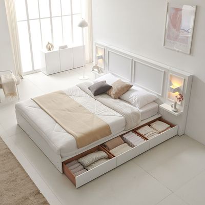 보루네오 캐슬 서랍침대 K 투인스매트(조명협탁2개)