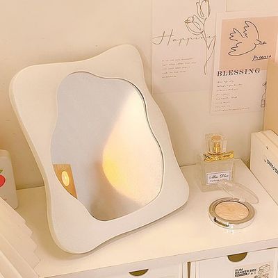 파스텔 물결 웨이브 테두리 메이크업 화장대 탁상거울