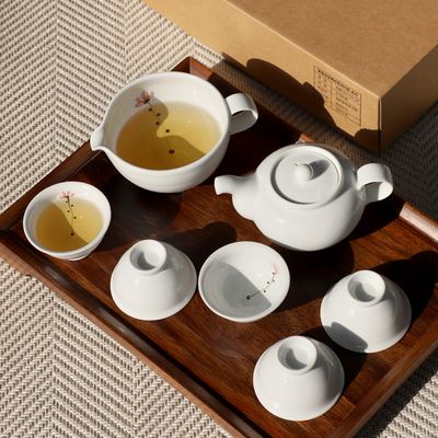 한꽃 초봄꽃 국산 도자기 5인 다도 다기 세트