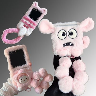 갤럭시 z플립 폴드 7 6 5 큐트 인형 털 스트랩 케이스