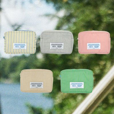 [프롬디얼리던]  패딩 스트라이프 파우치