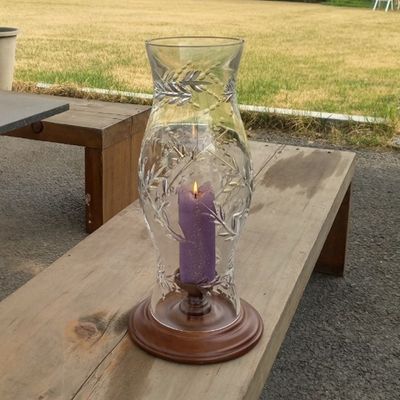빈티지 FLORAL 핸컷 크리스탈 허리케인 램프(1세트)