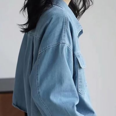 여성 겨울 데일리 크롭 데님 셔츠