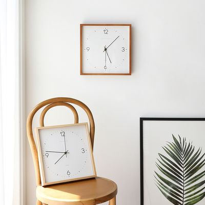 무아스 우든프레임 스퀘어 무소음 벽시계 거실시계