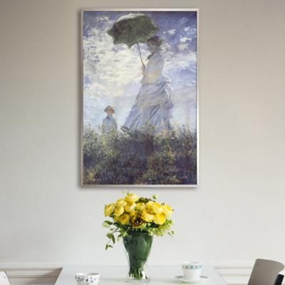 px121-명화_클로드모네_파라솔을든여인_중형메탈액자