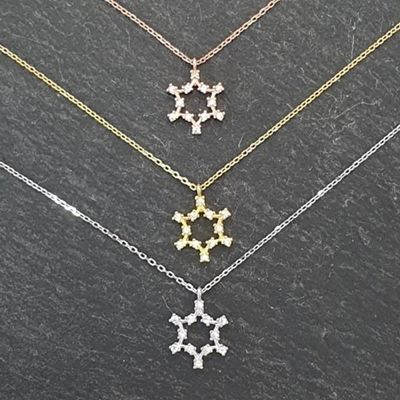 [애슬릿]전체 실버 스타 큐빅 체인 은 목걸이