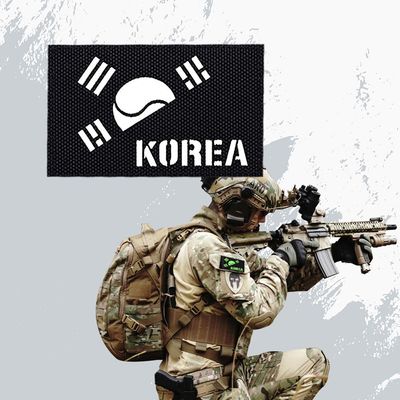 블랙 원단 야광 반 태극기 KOREA 패치(W97B6A7)