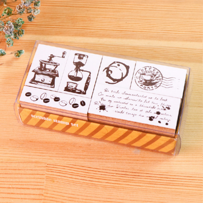 미시아 MICIA 커피 이야기 흑백 드로잉 스탬프 세트