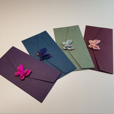 전통 금사 자수 나비 장식 한지 용돈 현금 봉투 4종