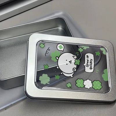 행운 곰돌이 곰 네잎클로버 틴케이스 수납함 보관함