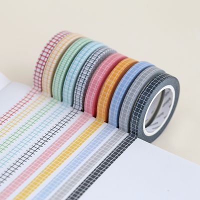 모모마테 크레용 체크 슬림 마스킹테이프