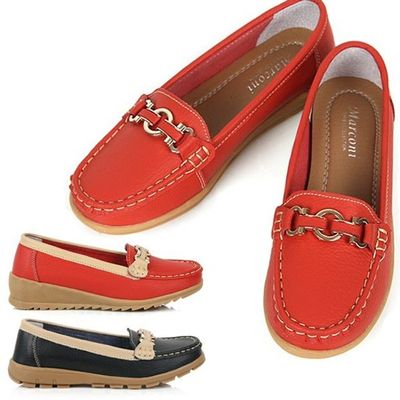 소가죽 여성 로퍼 사무용 플랫 신발(WFGREJK)