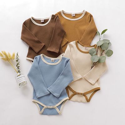 배색U넥 골지 긴팔 바디슈트 304241