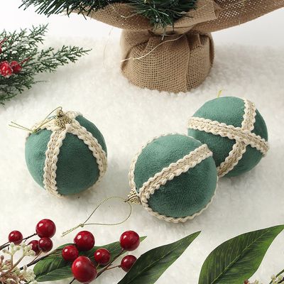 퓨어 그린 패브릭 장식볼 3p(8cm) (로열 라인)