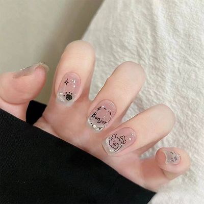 유이 러블리 강아지 드로잉 숏 네일팁 (10pcs)