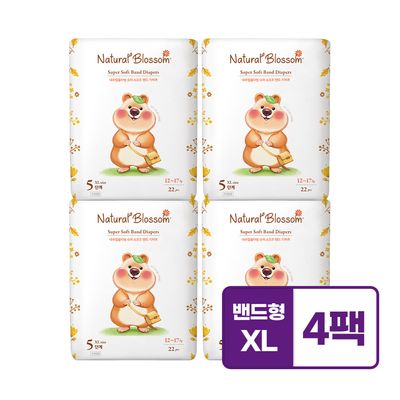 네추럴블라썸 비건기저귀 밴드형 5단계(XL) 22매x4팩