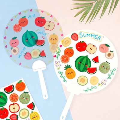 [미술샘] DIY 여름 과일 단면 스티커 부채