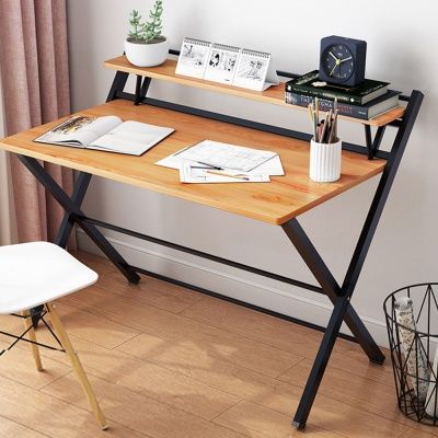 심플 접이식 철제 선반 책상 (100cm) (블랙우드)