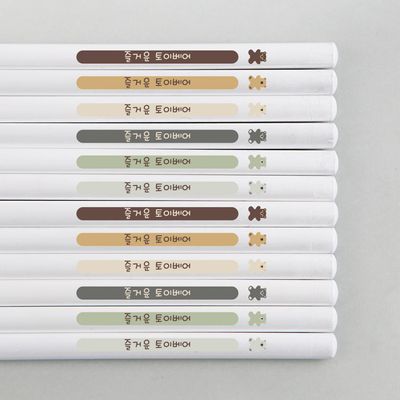 [주문제작]네임연필2B 12자루화이트 토이베어 브라운