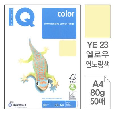 TBZ 몬디)칼라색지A4(YE23 연노랑색 80g 50매)(WFLV7R6)
