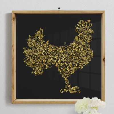 pf797-우드프레임액자_황금꽃닭