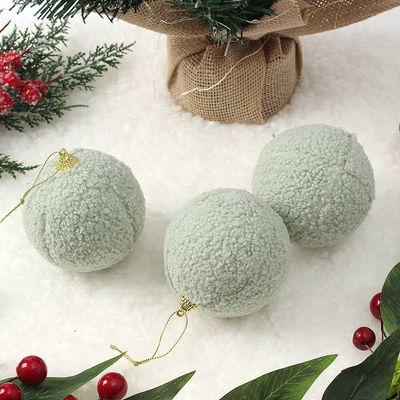 퓨어 그린 패브릭 장식볼 3p(8cm) (뽀글폼폼이)