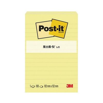 3M 포스트잇 660-1CY 100SLNCW 노랑 102X152 100매