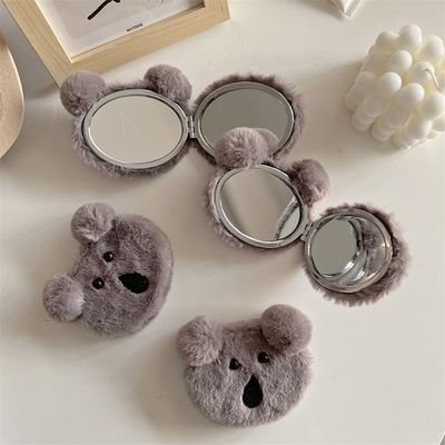 휴대용 코알라 손 거울 미니 양면 포켓 원형 소품 화