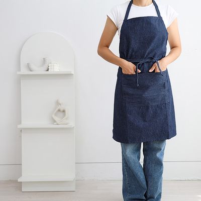 핀스트라이프 데님 순면 100% 앞치마