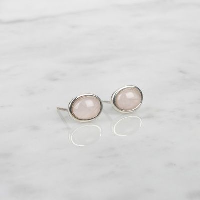 [925실버]볼륨 라운드 로즈쿼츠 실버 귀걸이_ER203J
