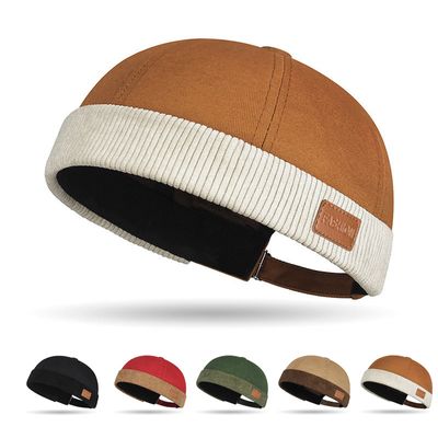 패치워크 가죽로고 와치캡