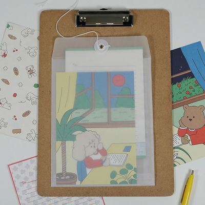 반투명 트레싱지 레트로 하도메 단추 봉투