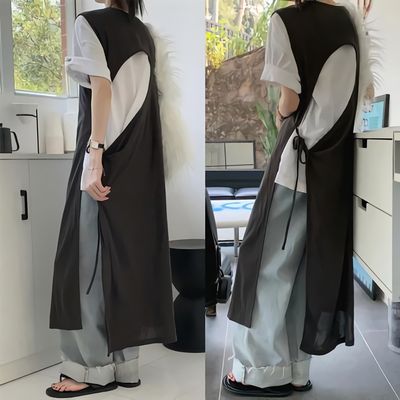 [SALE] 여성 네이브 언발 트임 레이어드 롱 원피스