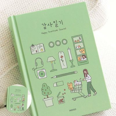 빈티지다이어리 데일리다이어리 일기장 자문자답 감정일기 행복 감사 일기 노트 6개월용 그린(WFPG7PE)