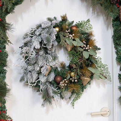 크리스마스 리스 벽장식 스노우그린 70cm 벽걸이 소품