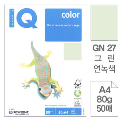 TBZ 몬디)칼라색지A4(GN27 연녹색 80g 50매)(WFLV7RF)
