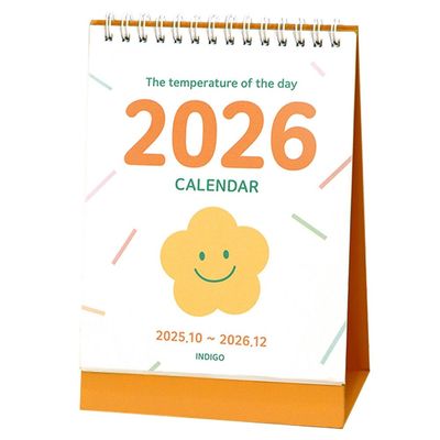 인디고 캘린더 오늘의 온도 탁상 달력 25년 10월 26년 12월 팝 오렌지 데스크캘린더(WFPCH5E)