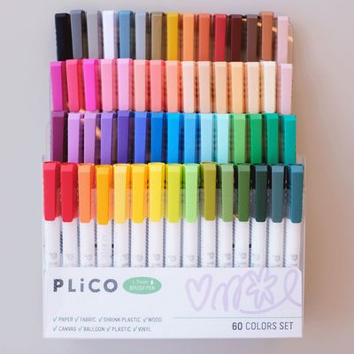 플리코 아크릴 브러쉬펜 패브릭 마카 60색 세트