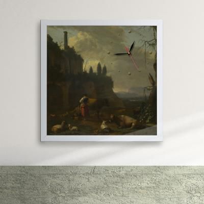 px002-명화28-아브라함베게인_페허곁에있는농부액자벽시계_디자인액자시계