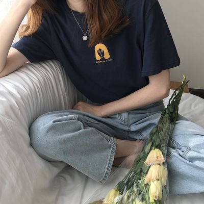 단발머리 여성 반팔 박스 티셔츠 반팔티 크롭티