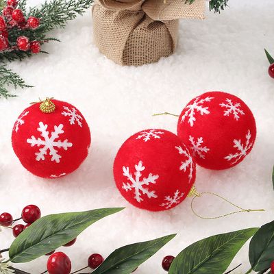 핫레드 패브릭 장식볼 3p(8cm) (눈 결정)