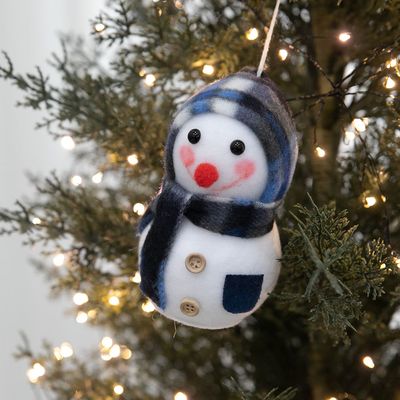 크리스마스 눈사람 인형 트리 장식 플래드 12cm 2컬러