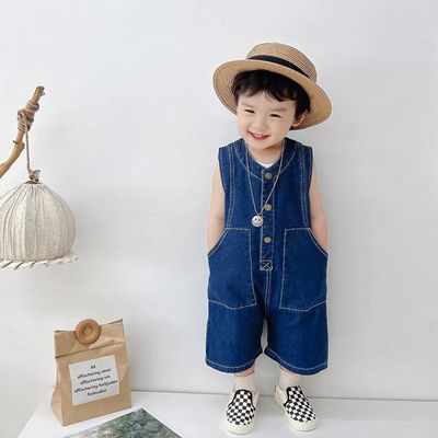 박시핏 아동 7부 데님 점프슈트 나시세트 205125