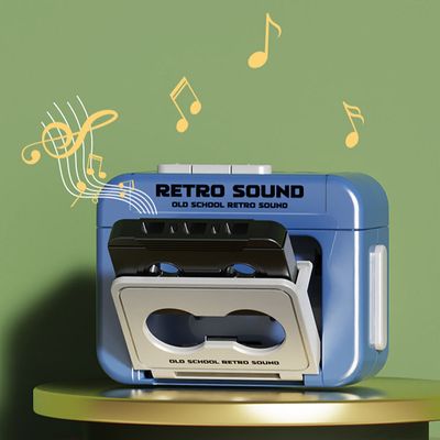 레트로 미니 카세트 녹음기 음악 키홀더 블루 B931