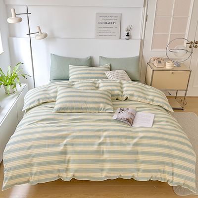 클라모프 옐로그린 체크 시트커버 세트