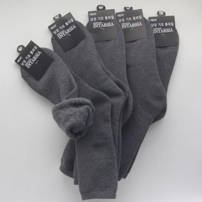 남성 진그레이 5켤레 장목 겨울양말 도톰양말