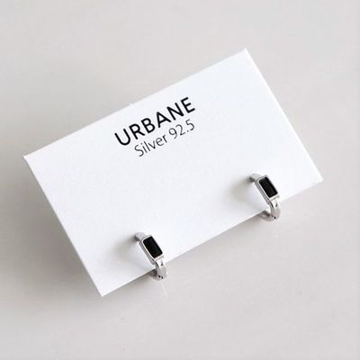 (Silver925) Rectangle onyx earring(WDC8EB4)