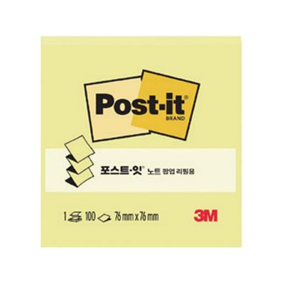 3M 포스트잇 팝업리필 KR-330 654 노랑 76X76 100매