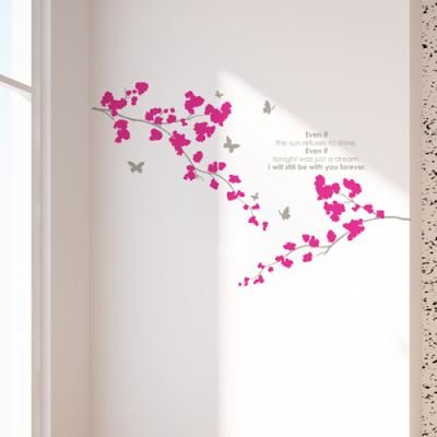 꽃가지 (반제품A) 나무2그루 그래픽스티커 원룸 꾸미기 포인트 셀프인테리어 벽 스티커