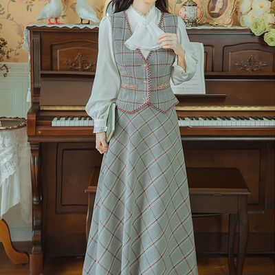 그레이 빅체크 레이스카라 쓰리피스 풀세트 3종